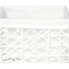 Cesta de baño blanca forrada con tejido 15x19cm