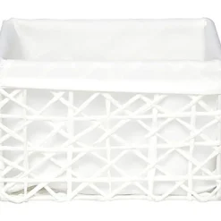 Cesta de baño blanca forrada con tejido 15x19cm