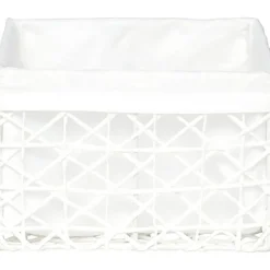 Cesta de baño blanca forrada con tejido 18x21cm