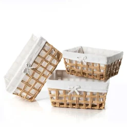 Cesta de baño natural y lino 35X28X17cm