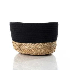 Cesta de baño negra y natural 22x30cm