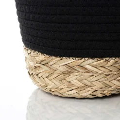 Cesta de baño negra y natural 22x30cm