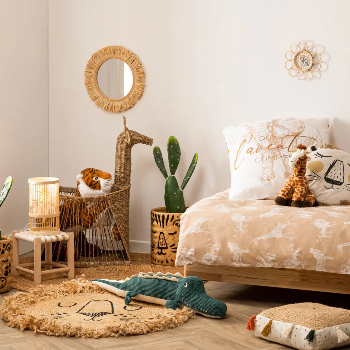 Cesta De Jirafa Beige 60x33x78.5Cm