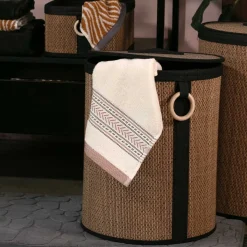 Cesta para colada con tapa y asa de madera 48cm