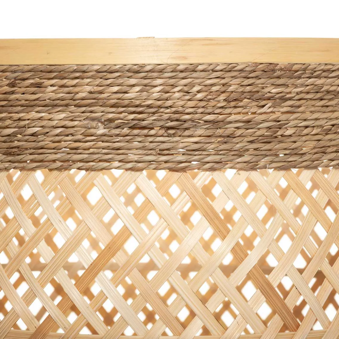 Cesta redonda beige de bambú 30x34cm