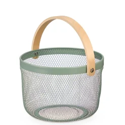 Cesta redonda de metal verde 25.5cm