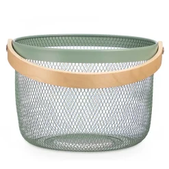 Cesta redonda de metal verde 25.5cm
