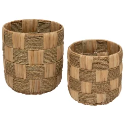 Cesta redonda NADI marrón de yute 24cm