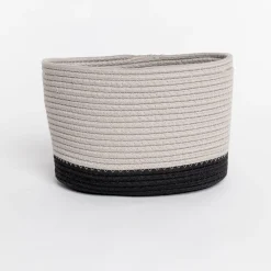 Cesta wc beige de algodón 32x25cm