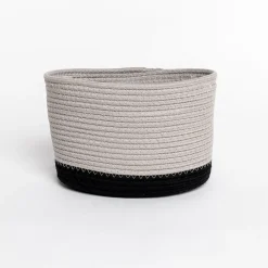 Cesta wc beige de algodón 28x22cm