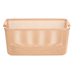 Cesto beige con asa de bambú 32x20.5cm