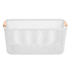 Cesto blanca con asa de bambú 32x20,5cm