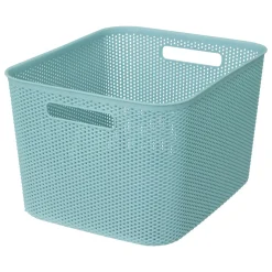 Cesto De Almacenaje De Crochet Azul 19L