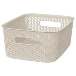 Cesto De Almacenaje De Crochet Beige 4L