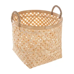 Cesto De Bambú Natural Con Asas