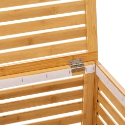 Cesto de baño de bambú forrado con tejido