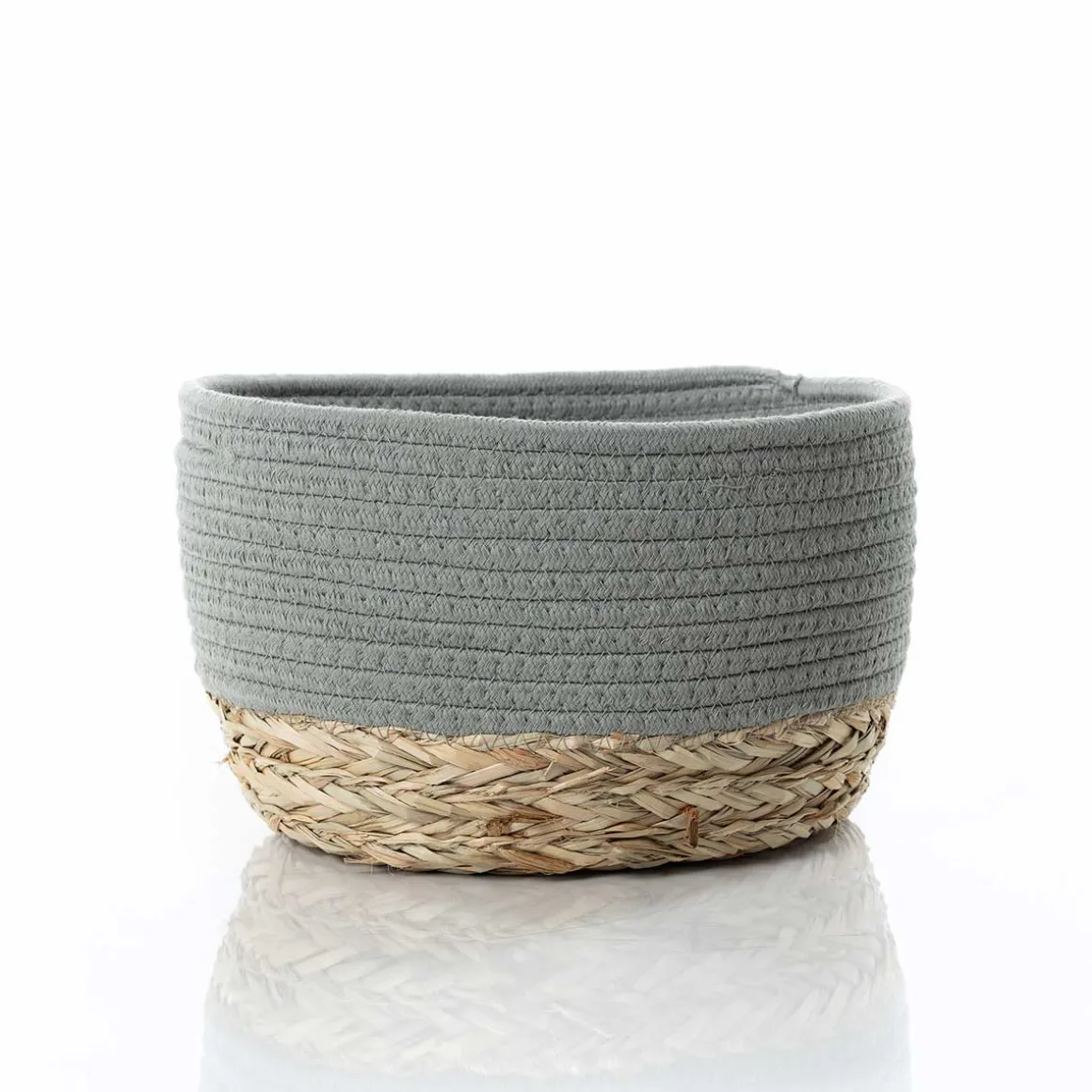 Cesto de baño verde caqui y natural 22x30cm