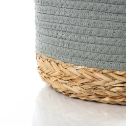 Cesto de baño verde caqui y natural 22x30cm