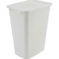 Cesto de ropa PIXEL blanco con tapa 50l