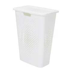 Cesto de ropa PIXEL blanco con tapa 40l
