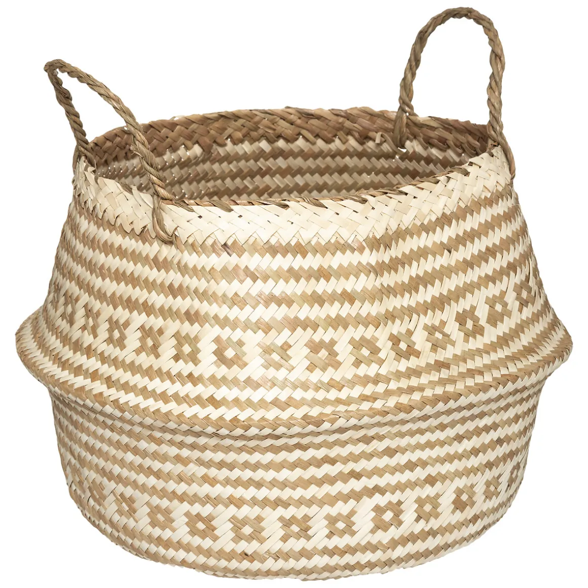 Cesto Decorativo Con Asas Beige 35x30Cm