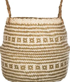 Cesto Decorativo Con Asas Beige 35x30Cm