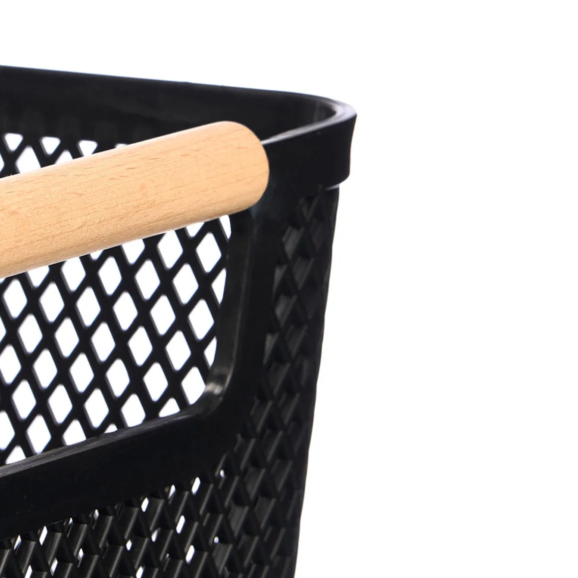 Cesto negro con asa de bambú 27,5x18cm