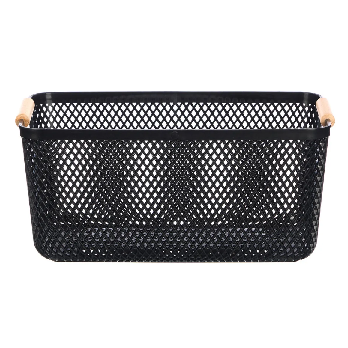 Cesto negro con asa de bambú 36x22cm