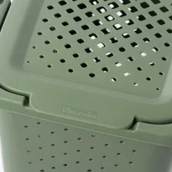 Cesto para ropa PIXEL verde con tapa 40l