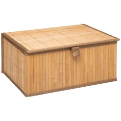 Cesto P/Baño C/Tapa De Bambú Tam.3/3