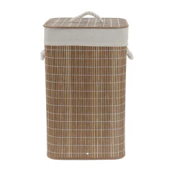 Cesto P/Baño De Bambú Forrada C/Tela