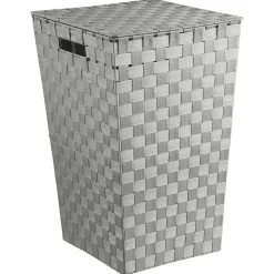 Cesto P/Ropa Sucia Poliéster/Metal Gris