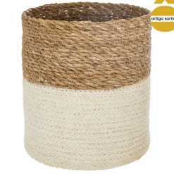 Cesto Seagrass Blanco Natural 24x24Cm