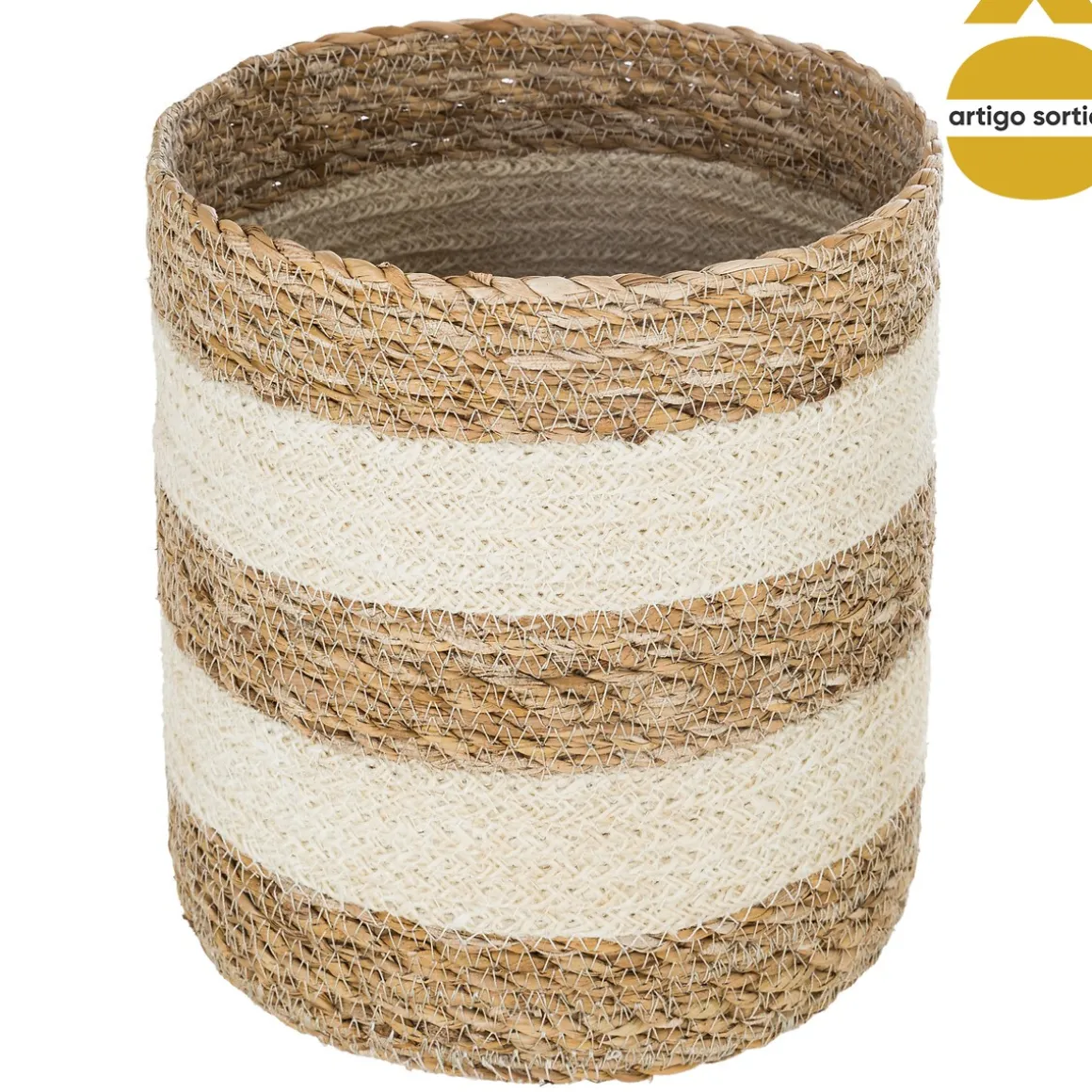 Cesto Seagrass Blanco Natural 24x24Cm