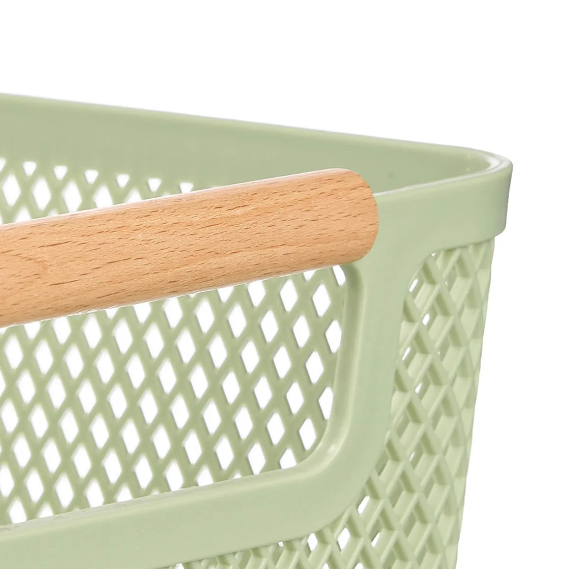 Cesto verde con asa de bambú 27,5x18cm
