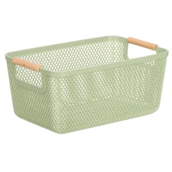 Cesto verde con asa de bambú 32x20.5cm