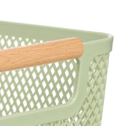 Cesto verde con asa de bambú 32x20.5cm