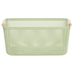 Cesto verde con asa de bambú 36x22cm
