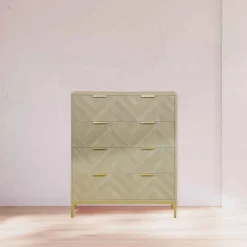 Cómoda CHEVRON beige con 4 cajones