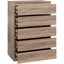Cómoda de almacenaje DOLO marrón con 5 cajones