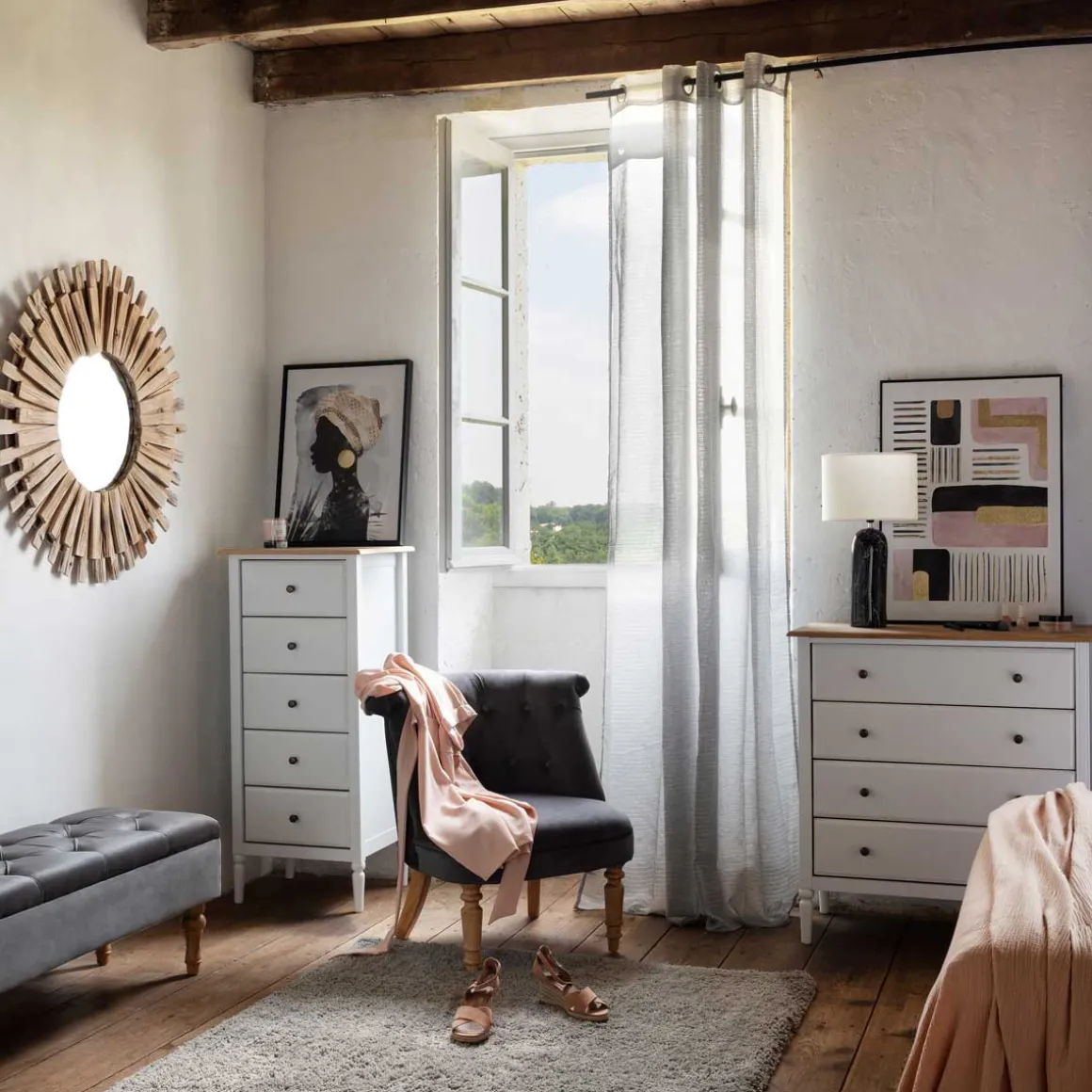 Cómoda Madera Con 4 Cajones 80x40x85.5Cm