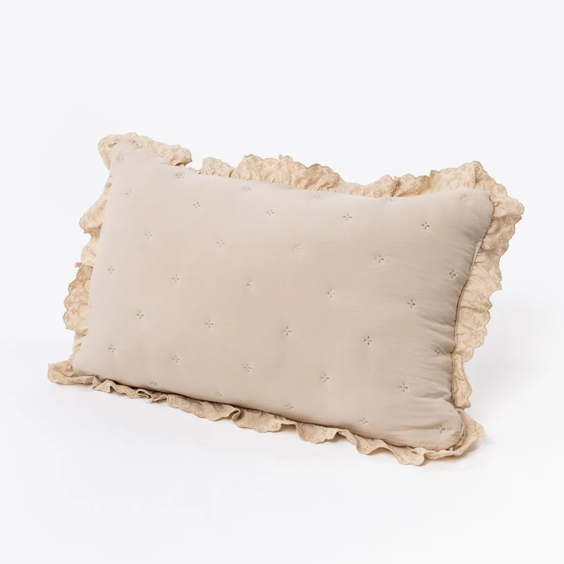 Cojín AMALFI beige con encaje 45x60cm