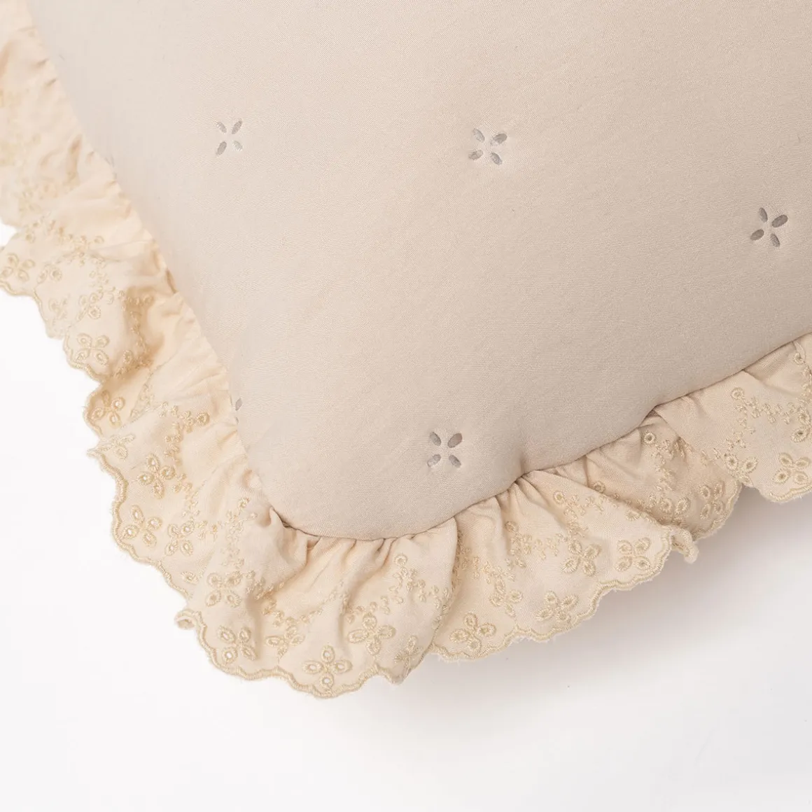 Cojín AMALFI beige con encaje 45x60cm