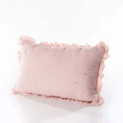Cojín AMALFI rosa con encaje 45x60cm