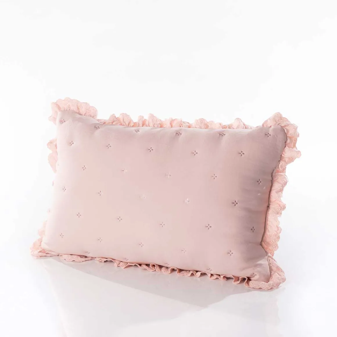 Cojín AMALFI rosa con encaje 45x60cm