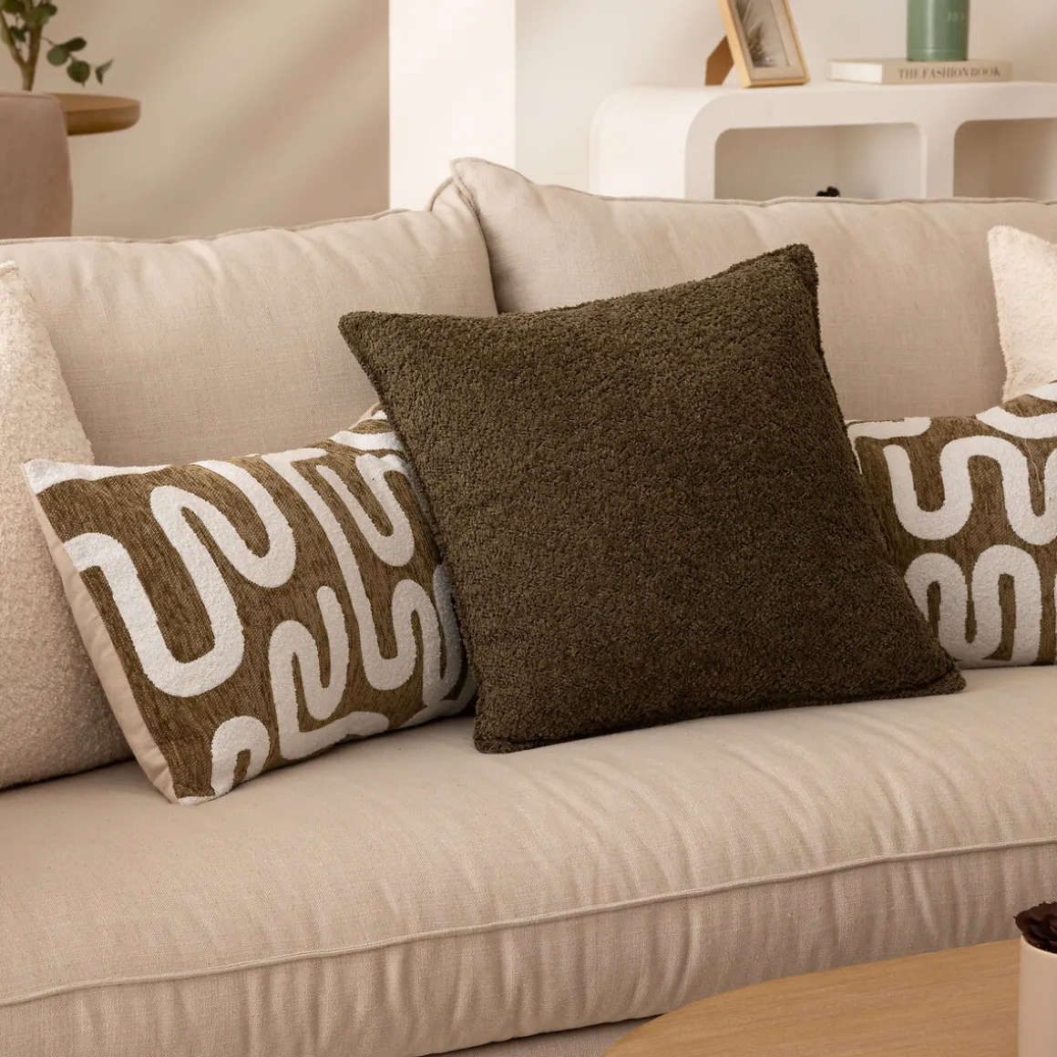 Cojín Bouclette Verde Caqui 45x45cm