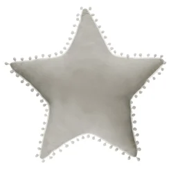 Cojín Estrella Gris C/Pompones 50x4x50Cm