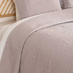 Colcha con 2 fundas de cojín gris pardo 240X260cm