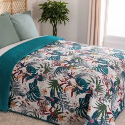 Colcha Jungle Reversible Azul 220x240Cm