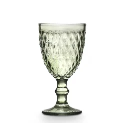 Copa De Agua Diamante Verde De Vidrio 340ml